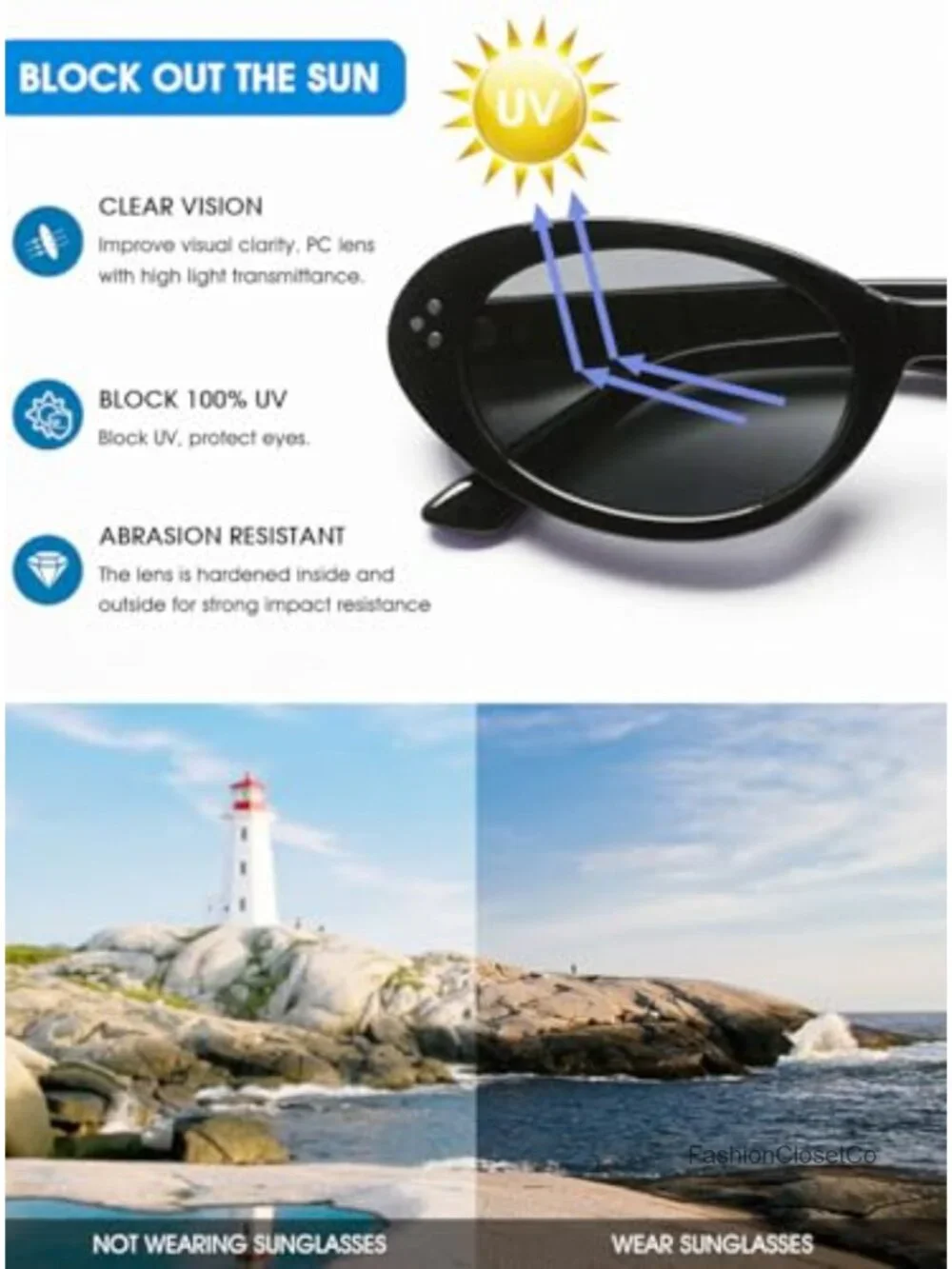 Oval Cat-Eye Sunglasses with UV Protection for Women